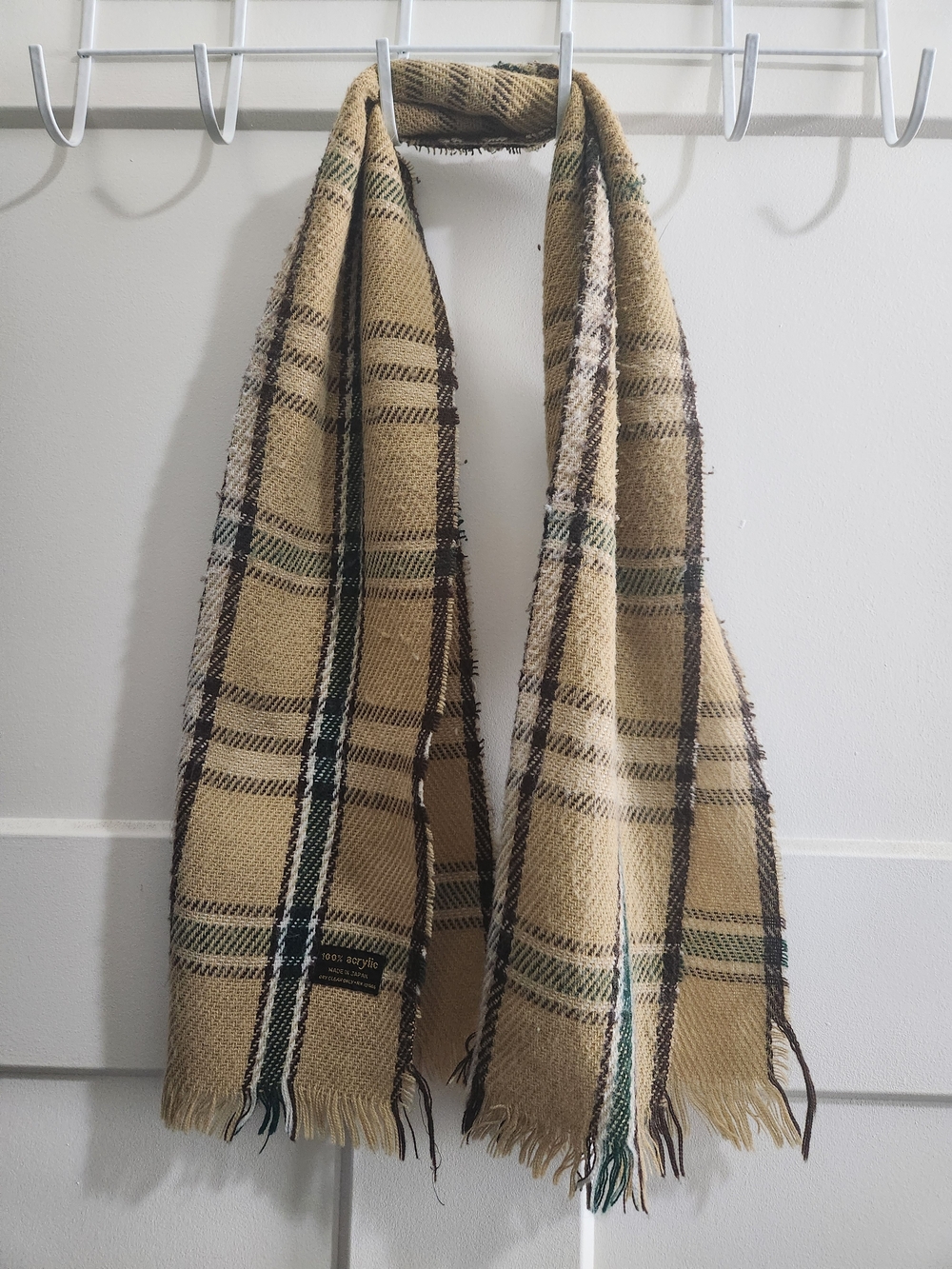 Vintage Tan Plaid Scarf